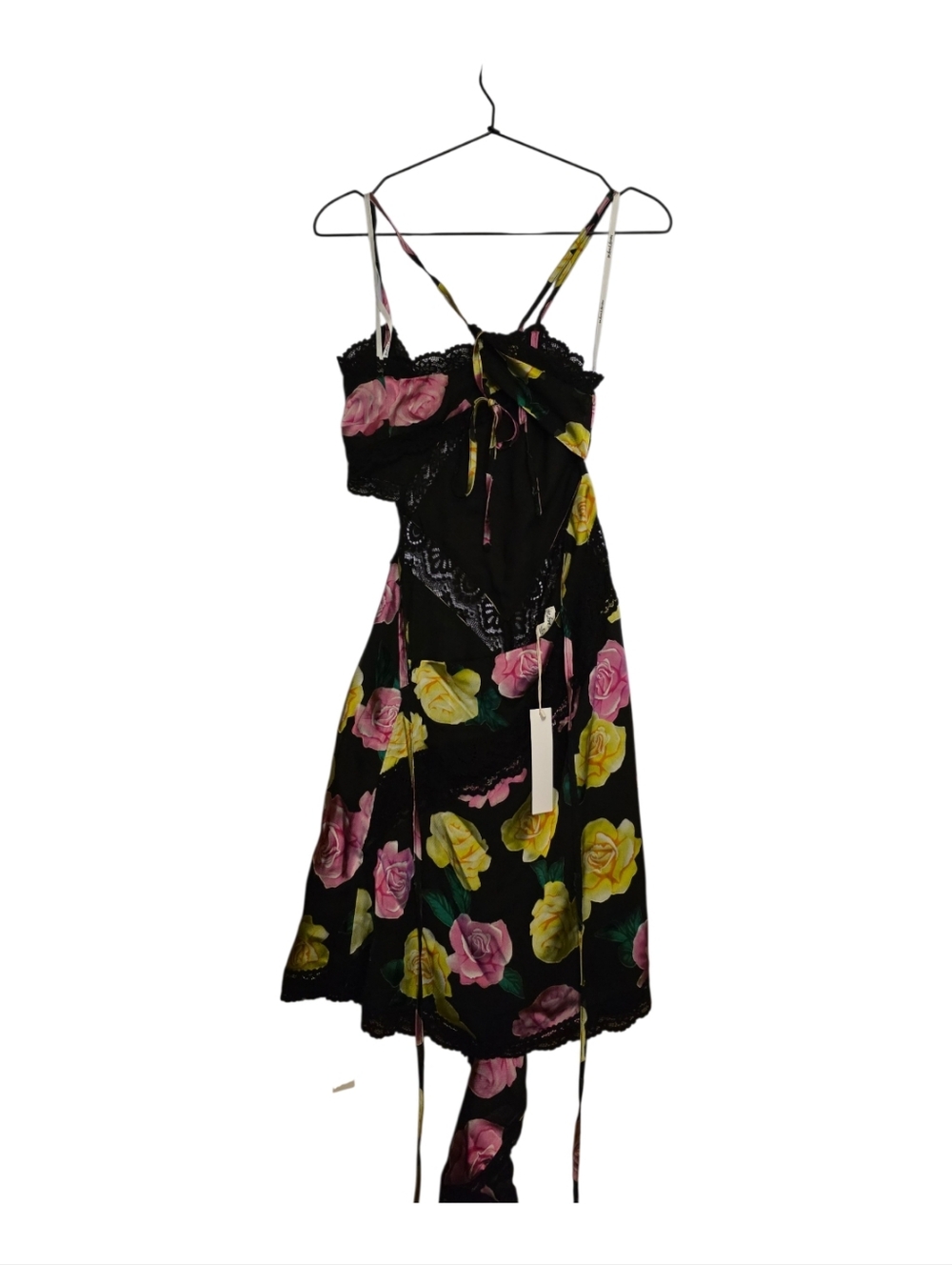 For Love & Lemons Maddison Mini Dress Cut Out Lace Floral Black Size S - Picture 6 of 7